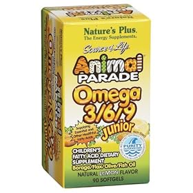 Nature's Plus - Animal Parade Junior Omega 3-6-9 Lemon Flavor - 90 Softgels