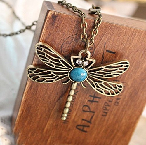 BUYINHOUSE Retro Vintage Jewelry Dragonfly Necklace Pendant with Chain