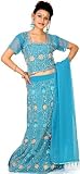 Robin-Egg Blue Lehenga Choli with Beadwork and Sequins – Chiffon
