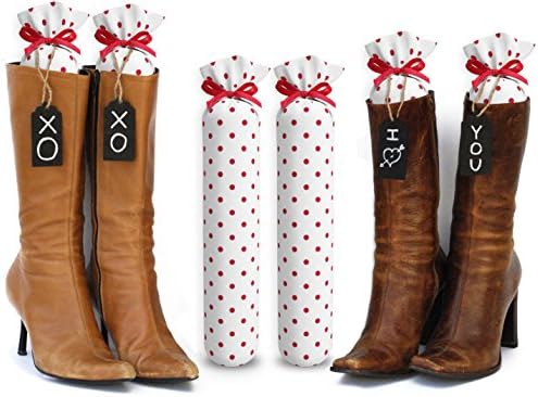 My Boot Trees, Boot Shaper Stands for Closet Organization. Many Patterns to Choose From. 1 Pair (White with Red Polka Dots).