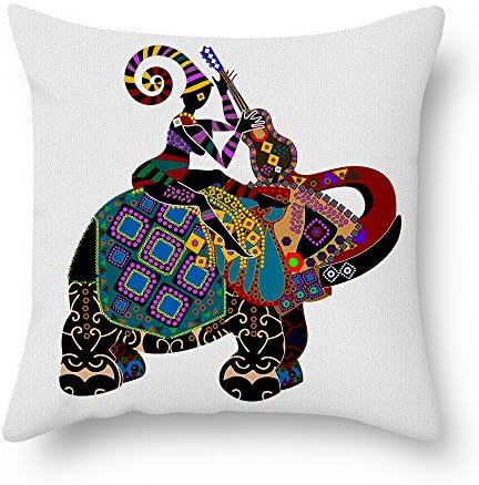 Beautfuldecor Home Decoration Girl Riding Elephant Pillowcase 18X18 Inch Throw Cushion Cover
