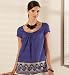 Autograph Weekend Border Print Top with Silk