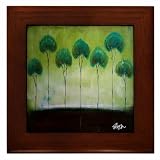 Welcome Spring :: Modern Tree Landscape :: Framed Fine Art Ceramic Tile By Kristen Stein
