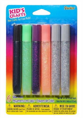 Darice Kids' Glitter Glue Tubes, Halloween Colors, 6 -Piece