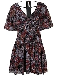 Junior V-neck Flutter Polyester/Velvet Cutout  Dress