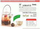 Double Dragons and Pearls Art Flowering Tea Gift Set - 1 Tea Pot, 2 Tea Cup & 6 Art Tea