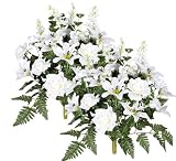 TWO 26" Mixed Delphinium, Rose, Lily, Eucalyptus, Leather Fern Artificial Flower Arrangement