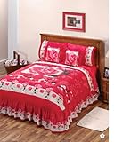 Maribel Red Rose Bedspread Bedding Set Full 7 Pcs