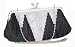 Black Satin Handbag - Rhinestone Embellished Clutch or Shoulder Mini Bag- Evening Bag