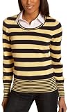 IZOD Womens Long Sleeve Scoop Neck Stripe 2-Fer