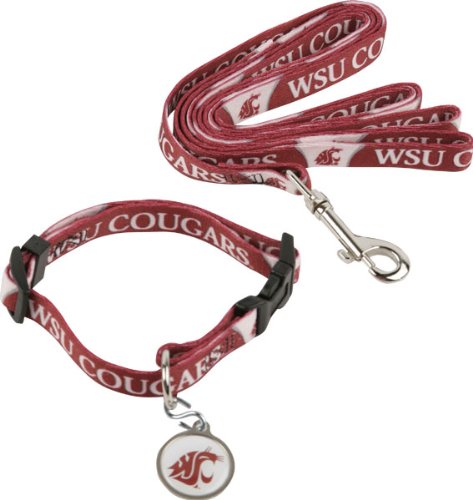 Washington State Cougars Dog Collar & Leash Set