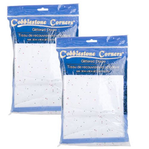 Cobblestone Corners Glittered Drape, 32"x40" (Set of 2)