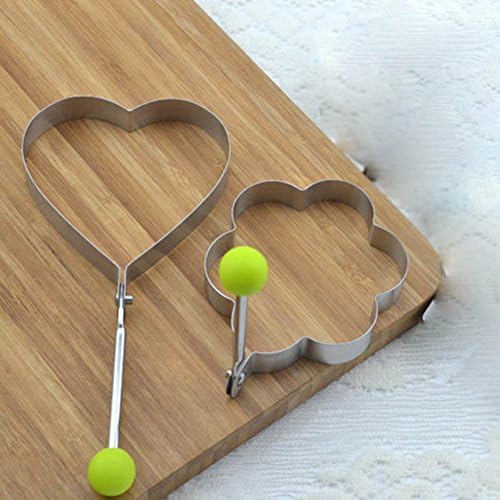 NANSI Fried egg mold (1 set with 2pcs , heart-shape and flower-shape) Stainless Steel Fried Egg Mold Pancake Mold