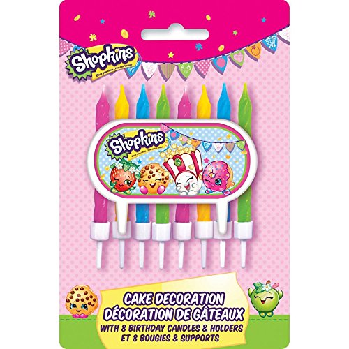 Shopkins Cake Decoration with 8 Candle Holders party supplies