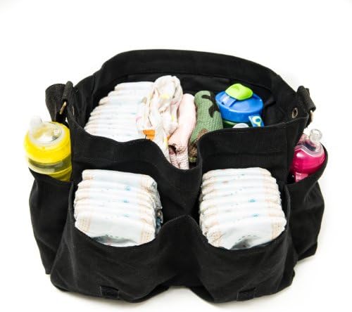 Heavyweight Black Canvas Messenger Carry-All Diaper Bag with Skateboard Art