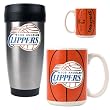 Los Angeles Clippers Stainless Steel Travel Tumbler & Gameball Ceramic Mug Set - Primary Logo NBA Basketball