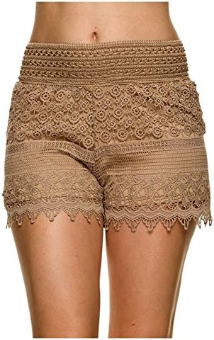 Lace Crochet Shorts, Khaki