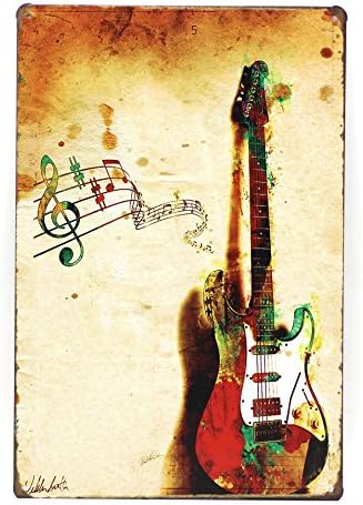 Hi myqueen Music Guitar Retro Vintage Tin Sign, 8*12 Inches