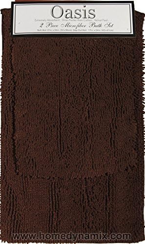 2 Piece: Oasis High-End Oversized Microfiber Bath Mat Set By Home Dynamix - Assorted Colors (Chocolate)