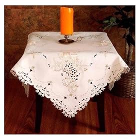 Special Christmas Artex Cutwork Table Clothes with Embroidery Candle 72 Round by 