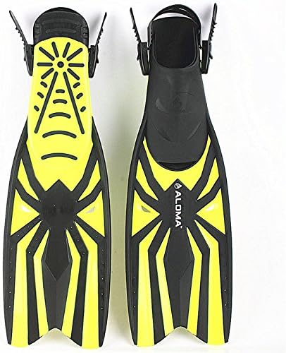 Adjustable Snorkeling Fins Open Heel with TPR Strap and Quick Released Buckle (Yellow, S-M)