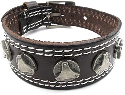 Mygoodie Jewelry Mens Adjustable Leather Bracelet, Punk Rock Cuff Bangle, Fit 7-8.5 inch, Brown