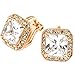 FC JORY Rose Gold Plated Square CZ Princess Cut Clip On Earrings