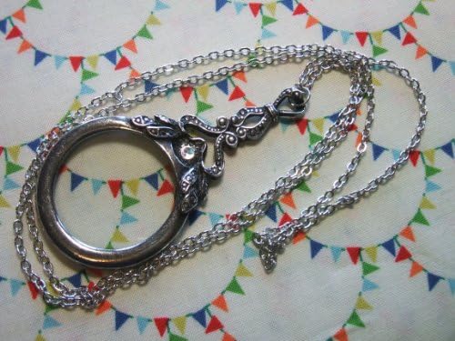 Victorian Ornate Magnifying Glass Necklace Chatelaine Sewing