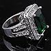 YAZILIND 10mm*14mm Emerald Cut Green Created Emerald Silver Plated Ring