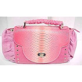 Pink Suede and Python Texture Purse Snakeskin Handbag