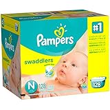 Pampers Swaddlers Diapers, Size N, Giant Pack, 128 Count