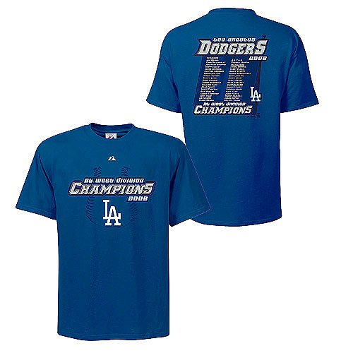 Buy Los Angeles Dodgers Youth 2008 NL West Division Champions Roster T-Shirt by Lee Sport