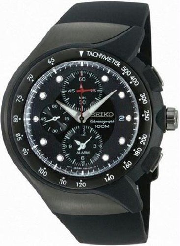 Seiko Men's SNAD45P2 Streamline Black Rubber Strap Chronograph Alarm Watch Seiko Men's SNAD45P2 Streamline Black Rubber Strap Chronograph Alarm Watch