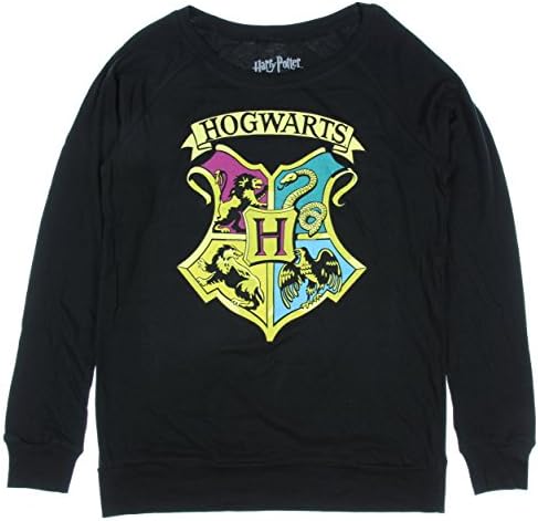 Harry Potter Hogwarts Crest Women's Black Long Sleeve T Shirt (XS)