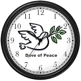Dove of Peace - Christian or Jewish Theme Wall Clock by WatchBuddy Timepieces (White Frame)
