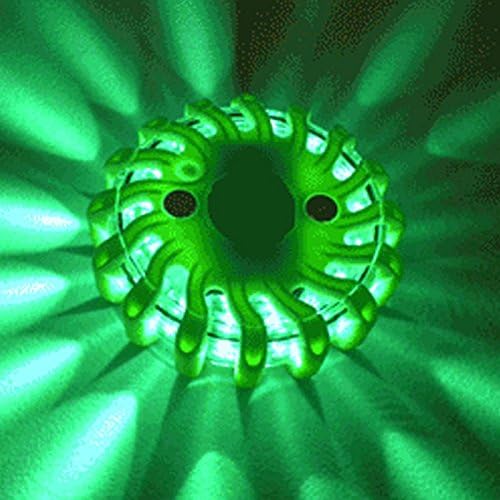 6 PACK GREEN REPLACEABLE BATTERY WATERPROOF LED MAGNET SAFETY FLARE with 9 OPERATING MODES + FREE LITHIUM ION BATTERIES, TRAVEL BAG, AND LED FLASHLIGHT SET