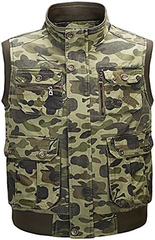Firstvest Men's Camo Hunting Fishing Vest with Pockets and Zipper
