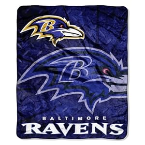 NFL Baltimore Ravens Raschel Plush Throw Blanket, Roll Out Design