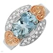 Ring With 3.90ctw Precious Stones - Genuine Clean Diamonds and Aquamarine Beautifully Crafted in 14K Two tone Gold. Total item weight 10.3g - Certificate Available.