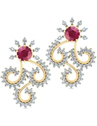 Diamond (0.71 Ct, IJ-SI), 18 Kt Yellow Gold Suryalaya Stud Earrings