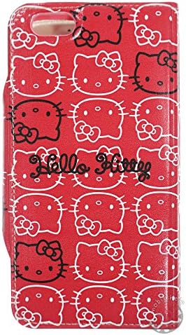 HELLO KITTY Face Button Flip Case for Apple iPhone 6 (4.7inch) Wallet Diary Cover (Red)