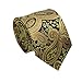 Landisun SILK Paisleys Mens SILK Tie Set: Necktie+Hanky+Cufflinks 651 Gold Black, 3.25