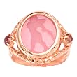 Tagliamonte - 14k Rose Gold Pink Venetian Glass Cameo and Pink Tourmaline Ring, Size 7.5