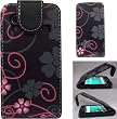 Floral Flower Flip Leather Case Cover Pouch for Samsung Galaxy ACE S5830 - Black Pink Grey