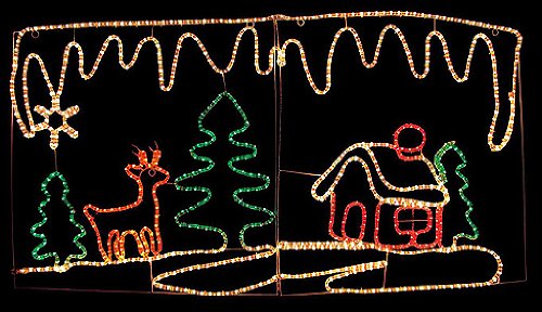 クリスマス イルミネーション トナカイ＆ハウス 壁掛け クリスマス イルミ ピクチャーモチーフ 2D