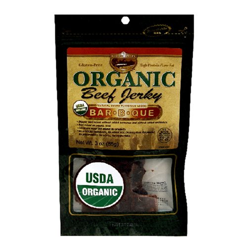 Golden Valley Natural Certified-Organic Beef Jerky, Bar-B-Que, 3-Ounce Pouches (Pack of 8)