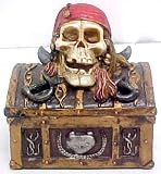 Pirate Treasure Chest Trinket Box Skull & Crossed Sword
