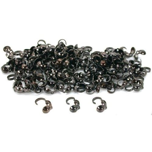 100 Clamshell Bead Tips Jewelry Parts Gun Metal 