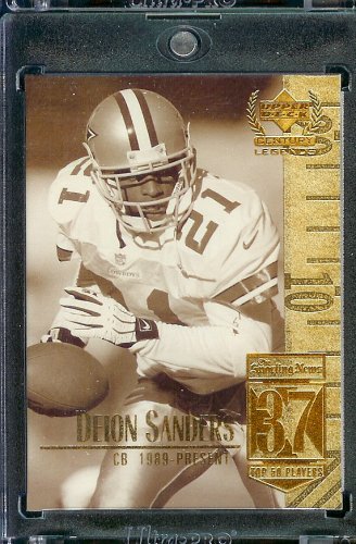 1999 Upper Deck Century Legends # 37 Deion Sanders Dallas Cowboys Football Card- Mint Condition - Shipped In Protective ScrewDown Case!