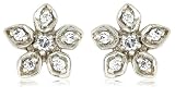 10k White Gold Diamond Flower Earrings (1/8 cttw, I-J Color, I3 Clarity)